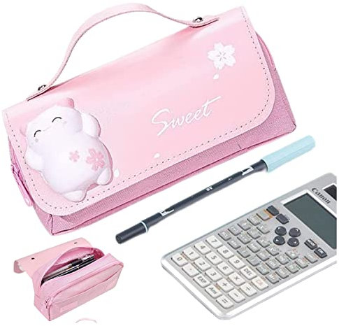 JUNMEIDO Federmappe Groß Federtasche Pink Schulmäppchen Schlampermäppchen Bleistiftschachtel Schreibwarenbeutel Bleistiftboxen Pencil Case Federmäppchen Schulsachen Organizer für Büro & Schule