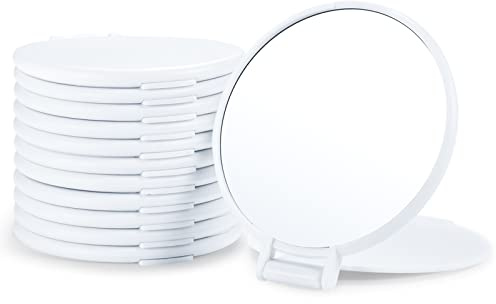 Qislee Compact Mirror Bulk, Round Makeup Mirror for Purse, Set of 12 (White)