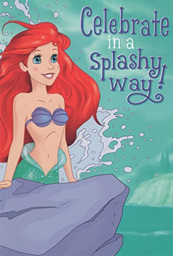 Geburtstagskarte The Little Mermaid Happy Birthday mit Arielle, Celebrate in a Splashy Way! Wishing You Oceans of Fun Today!