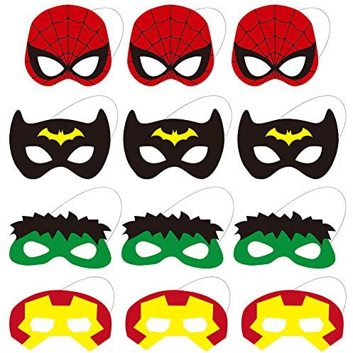 FISAPBXC S-uperHero Masken, Avengers Masken, Geburtstag Partyzubehör, Cosplay Party Masken, Kinder Party Maskerade, Filz Masken Kinder Party Dekoration für Cosplay Party Kindergeburtstag, 12 Stück