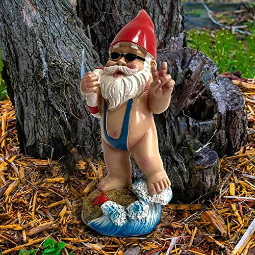 JOKBEN Nain de jardin Gnome - Anneau de vie - Sculptures ou statues pour décoration de cour - Amusante - Décoration de jardin pour l'extérieur - Décoration de patio (cercle de nage)