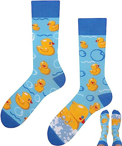 TODO Lustige Enten Socken Herren und Damen, Coole Socken mit Entenmotiv - Bunte Socken Verrückte (Bath Ducks 43-46)