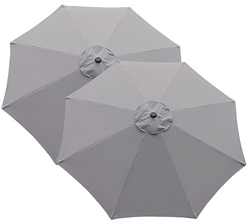 Garden lucky Ersatzschirm für 2,7 m 8 Rippen Mark Terrassenschirm 2 Stück/Paket grau