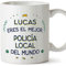 MUGFFINS Tazas Personalizadas para POLICÍA LOCAL hombre - En Español - Mejor del Mundo - 11 oz / 330 ml - Regalo Personalizable original y divertido