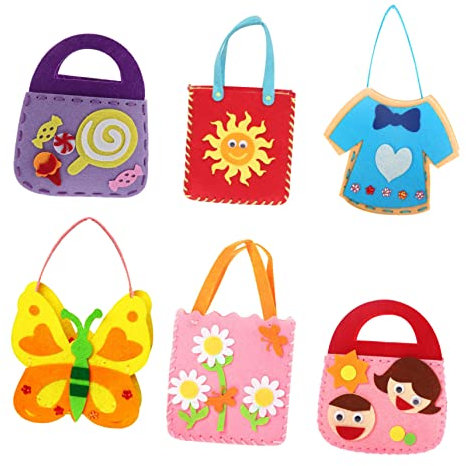 VILLCASE 18 Stück Diy-Vliesbeutel Aus Stoff Filz Nähen Tragetasche Filzbeutel-Herstellungsset Handtaschen-Herstellungssets Diy-Kit Diy-Filztaschen-Kit Tragetasche