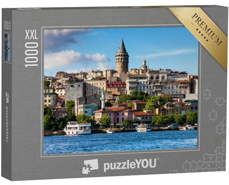Puzzle 1000 Teile XXL „Skyline von Istanbul, alte Häuser im Stadtteil Beyoglu mit Galata-Turm“
