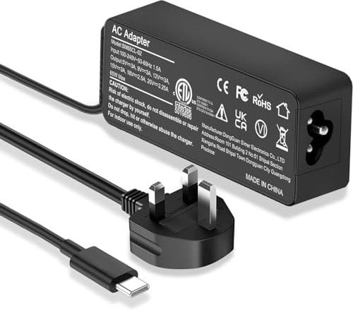 65W USB C Laptop Charger for Lenovo ThinkPad T14 T15 T480 T480s T490s T570 T580 T580s E490 E580 E590 L380 L480 L390 Lenovo Chromebook C330 S330 100e 300e 500e Yoga Type C Power Supply