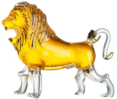 VINGAA Whiskey Decanter,Whiskey Glass Decanter,Whiskey Decanter for Men,Lion Type Alcohol Decanter,Glass Decanters for Liquor with Sealing Plug,for Bourbon,Scotch,Rum,Tequila,Vodka(750 ML)