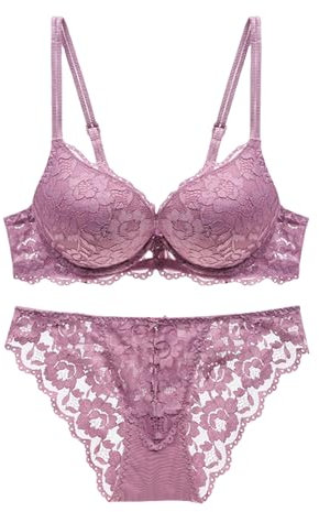 SCOCCA Dessous-Set für Frauen, 2-teiliges Spitzen-Set, Bügel-BH und Höschen-Sets Valentine sexy Bügel niedliche Push-up-Riemchen
