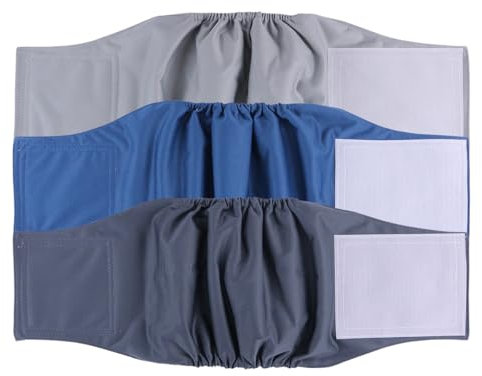 Hisprout männliche Hundewindeln 3-Pack waschbare Wiederverwendbare Hundewindel für männliche hoch saugfähige Hundewickeln mit flexiblem Klettverschluss(DDMM09)