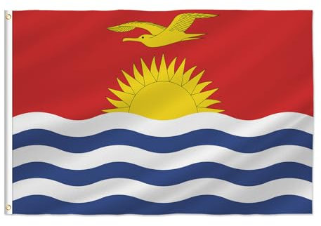 PTEROSAUR Bandiera della Repubblica di Kiribati, bandiera nazionale Kiribati, 6 x 90 cm, occhielli in ottone, decorazione per interni ed esterni