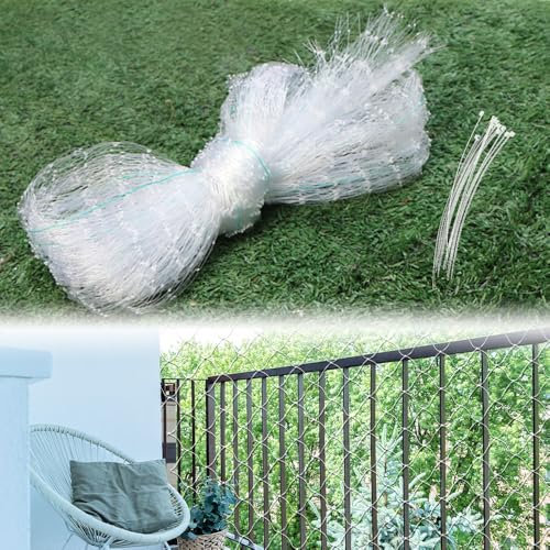 ADERTOS Red para Gatos 5 x 5m, Red Gatos Terraza, Transparente Red para Gatos, Red Gatos Ventanas Sin Taladro, Malla Gatos Terraza, Red Proteccion Gatos para Balcones Terrazas Jardines Estanques