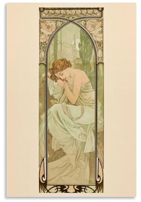 WANGLIDD Alphonse Mucha Poster auf Leinwand und Wandkunst, Kunstdruck auf Leinwand, modernes Familienschlafzimmer, ungerahmt, 30 x 45 cm