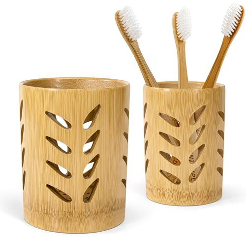 Porte-Brosse à Dents en Bambou, Support de Dentifrice en avec Drainage et Séchage Rapid pour à Coucher Votre Bureau Votre Dortoir Votre Cuisine