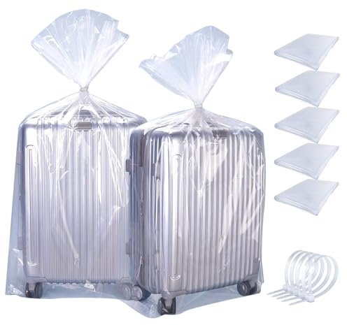 ZHYOPING Lot de 5 grands sacs de rangement étanches en plastique transparent de 100 x 120 cm avec 5 attaches de câble pour loft, bagages, valise, couette, chaise, jouets, literie
