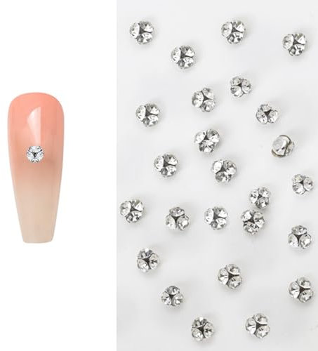 alloneslife Nails Art - Uñas de cristal transparente con diamantes de imitación blancos, suministros de decoración para uñas acrílicas (3 mm)