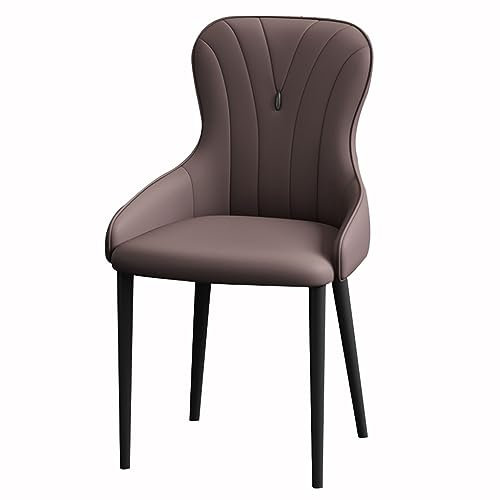 BAKULI Küchen Esszimmerstühle Modernes Napa Leder Mit Hoher Rückenlehne Gepolsterter Weicher Sitz Arbeitszimmer Lounge Stuhl Wohnzimmer Seitenstuhl(Coffee,All Black Legs)