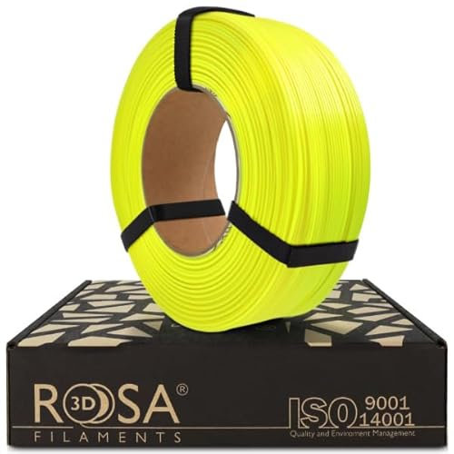 ROSA 3D PET-G Standard High Speed Filament 1.75 mm für 3D Drucker | Druckmaterialien Leicht Glänzend PETG 3D Drucker Filament | 3D Printing Materials | Neon Gelb Refill 1 kg