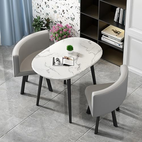 XRRJFYH Küchentisch Klein mit 2 Stühlen Esstisch Oval Esszimmertische Essgruppe mit 2 Stühlen Kleiner Küchentisch Dining Table Set 2 Chairs(Grau)