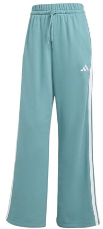 adidas Women's Essentials 3-Stripes Open Hem French Terry Pants, Powder Teal/White, XXS