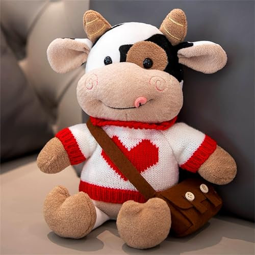 Champracer Kuh PlüSchtier, Cartoon Vieh Kalb Puppe, Kuh Kuscheltier, Schwarz-WeißEs PlüSchkuh Spielzeug, Geschenke für Jungen und Mädchen (30 cm,B)