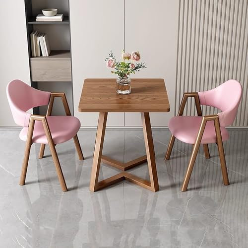 FAXJRU Quadrat Esstisch mit 2 Stühlen Essgruppen, 2er Set Esszimmerstühle mit küchentisch Esszimmergruppe, Tischgruppe Sitzgruppe für Balkon, Küche, Wohnzimmer,Kunstleder/Tuch Stuhl, Pink,