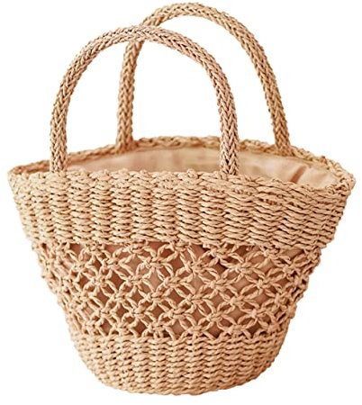 VALICLUD Gewebte Tasche Handtasche Strandtasche Sommer Strandtasche Tragetasche Für Damen, Strand, Groß Tasche Für Den Strand Strandtasche Für Damen Braune Strandtasche Brown