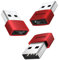 Bytewave USB A to C Adapter (3 Pack) for iPhone 16 15 Car Charger Adapter, Type C Female to USB A Male Cable Converter for Apple Watch, iPhone, AirPods, Laptops, Samsung Galaxy S25 S24 (Red)