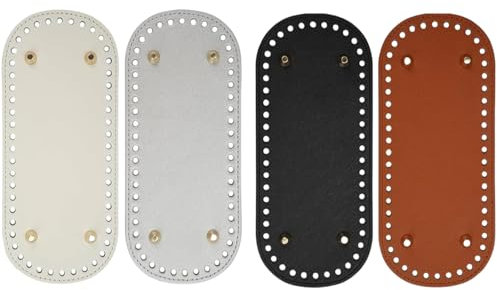 Zhenghebuy 4 Pièces Fond de Sac à Crocheter en Cuir PU,Ovale Crochet Sac Base de Coussin pour Sac au Crochet Sac à Tricoter Sac à Bandoulière Accessoires de Bricolage