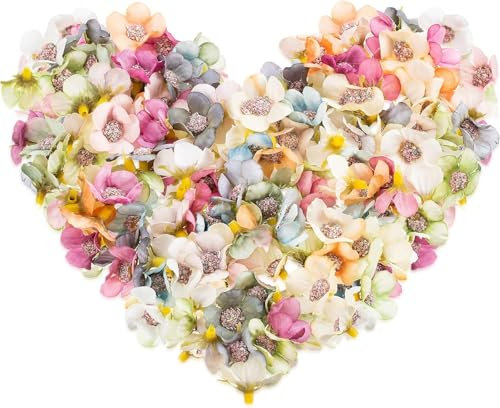 joonnair 100 Stück Mini Künstliche Gänseblümchen Blütenköpfe, Künstliche Blumen Bunte Seidenblumen für Basteln, Hochzeit, Party und Deko – Kunstblumen zum basteln für Scrapbooking und DIY Home Deko