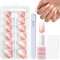 DMQ Square Press on Nails Long, 120Pcs French Ombre Press on Nails with Glue - Fake Nail Pink Gradient Color French False Nail Kit - 12 Sizes Glossy Full Cover Stick on Nail Nail Art Manicure