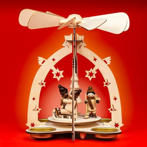 SIKORA P6 Teelicht Holz Weihnahtspyramide Sternenbogen H:21cm