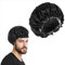 Reusable Shower Cap for Men, Reversible Waterproof Bath Cap, Double Layer Satin Shower Caps, Adjustable Elastic Men Bonnet for Long Hair Braids Curls(Black)