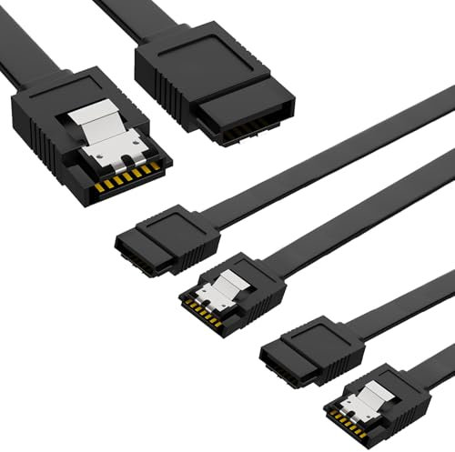 3 PCS sata cables III,sata data cable,6Gbps HDD Data cable,6Gbps Straight Compatible with SATA HDD, CD burner, SSD, CD drive, Blu-ray drive etc(Black)