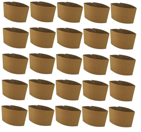 MOLUCKFU 25stücke Teiliges Papierner Kaffeebecherhüllen Aus Welliger Kraftpapier-isolierung Hitzeschützende Rutschfeste Schutzhüllen Für Heiß Kaltgetränke Praktisch Und Langlebig Für Kaffee
