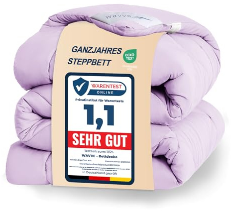 WAVVE Bettdecke 135x200 cm Ganzjahresdecke 4 Jahreszeiten, Steppdecke 300gsm Mikrofaser 135x200cm, Super Weiche Zudecke Schlafdecke Atmungsaktive 135 x 200, Lila
