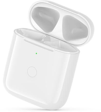 MIOLLYBO Wireless Charging Case for AirPods 1st & 2nd Generation, Replacement Charger Case Compatible with AirPods 1 & 2 with Bluetooth Pairing, Sync Button & Type-C Port (White)