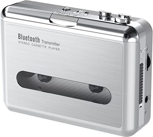 Lettore di cassette Bluetooth, lettore portatile a cassetta con uscita audio Bluetooth per auricolari/altoparlante, lettore musicale senza fili per tempo libero, sport e viaggi