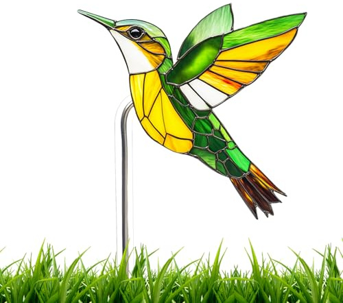 Jubilofex Dekorativer Gartenstecker | Erdspieß Vogel Acryl Deko Garten – Fantasieornament alle Jahreszeiten Landschaftsbedarf für Rasen Beet Terrasse Park Gänseblümchen