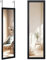 Full Length Mirror 110x33CM Over Door Wall Mounted Mirror with Adjustable Hooks for Bathroom Wardrobe Bedroom (Black)