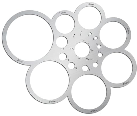 ORIGACH Edelstahl-Rundlineal für Leder-Näharbeiten DIY-Bastelbedarf | Metall-Zeichenschablonen Kreis- und Eck-Schablonenlineale