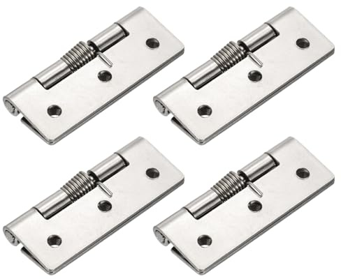 sourcing map 4pcs Spring Loaded Hinges 3 Length Stainless Steel Spring Self Closing Small Door Hinge for Cabinet Door Box DIY Hardware, Silver