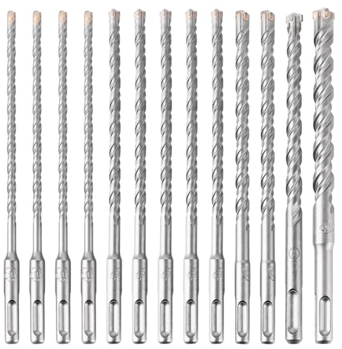 STARVAST SDS PLUS Lot de 12 forets à béton Super SDS - 6, 8, 10, 12, 14 x 210 mm, compatibles avec marteau perforateur Bosch Hilti Metabo - Pour perceuse à percussion (pas SDS MAX)