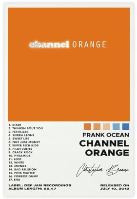 Poster auf Leinwand, Motiv: American Male Sänger Frank Ocean Channel, Orange, ungerahmt, 40 x 60 cm