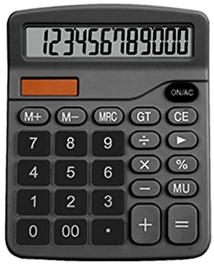 Haofy Taschenrechner, Tragbar und Einfach zu Bedienen, Desktop-Standard-12-stelliger Solar- und Batterie-Dual-Power mit Großem LCD-Display für Büro, Zuhause, Schule, Rosa (Black)