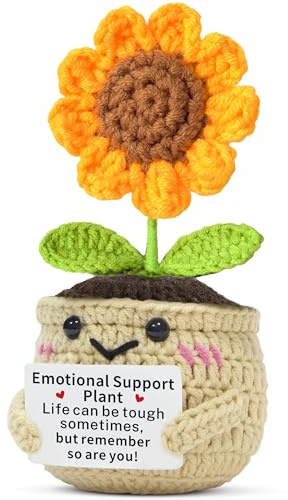 TTOVEN Emotional Support Plant Positive Flower Gifts Leaving Get Well Soon Thinking of Thank You Gifts Sunflower Crochet for Her Mother Teacher Friends Colleagues