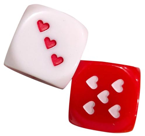 FOMIYES Dés à Motif Cœur en Acrylique Blanc et Rouge 2 Pièces pour Jeux de Société Barbecue Party et Bars
