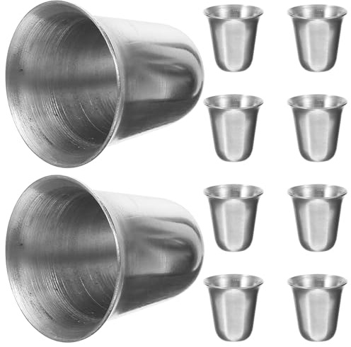 BAZEITFLOW 10pcs 304 Stainless Steel Communions Cups for Church, Stackable Portable Metal Religious Goblets, Silver Drinking Mugs Suitable for Campfire and Travel Use