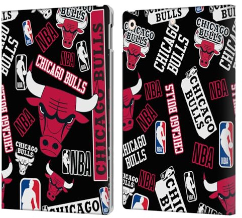 Head Case Designs Offizielle NBA Sticker-Collage Chicago Bulls Leder-Wallet-Hülle Kompatibel mit Apple iPad 10.2 2019/2020/2021
