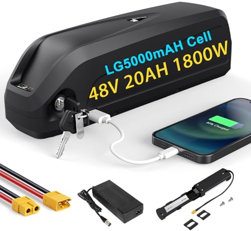 (UK Warehouse) 48V 20Ah Ebike Battery with Charger (LGcell) 960Wh Electric Bike Lithium ion Battery Pack for 1800W 1500W 1200W 1000W 750W 500W 250W Motor